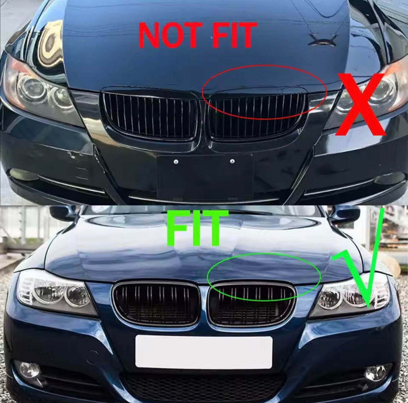 Bmw E90/91 09-12 (Facelift) M4 Look Gloss Black Grills